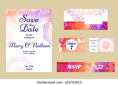Retro hand-drawn card with mandala. Vintage background with place for text. Can be used for invitation, banner, others cards.