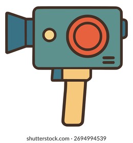 projeto de modelo de ilustração de vetor de cor plana da câmera portátil retro