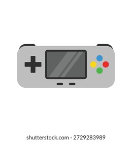 Retro handheld game console flat vector design isolated on clean white background