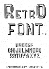 Retro handmade font, vector