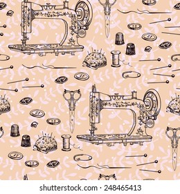 Retro Handstitched pattern. Hand drawing pattern. Seamless pattern for fabric, paper and other printing and web projects. 