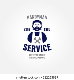 Retro Handyman carpenter corporate service badge symbol isolated on white background, good for creating logo design, vector illustration