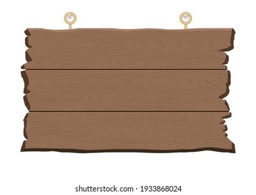 Retro Hanging Brown Wooden Plank Sign Board Vector 