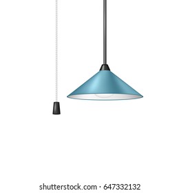 Retro Hanging Lamp In Blue Design With Cord Switch