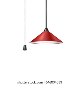 Retro Hanging Lamp In Red Design With Cord Switch