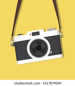 Retro hanging vintage camera with strap 