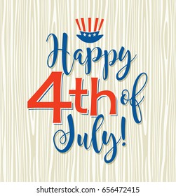 Retro Happy 4th of July typography design for greeting cards, web page banners, posters