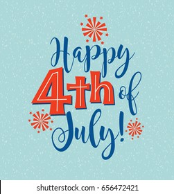 Retro Happy 4th of July typography design for greeting cards, web page banners, posters