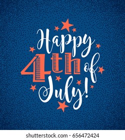 Retro Happy 4th of July typography design for greeting cards, web page banners, posters