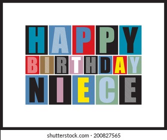 Retro Happy birthday card.  Vector illustration