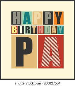 Retro Happy birthday card.  Vector illustration