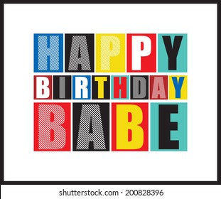 Retro Happy birthday card.  Vector illustration