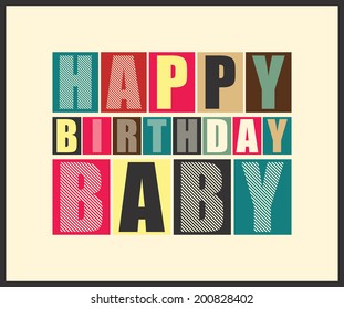 Retro Happy birthday card.  Vector illustration