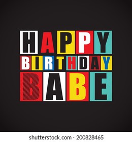 Retro Happy birthday card.  Vector illustration