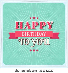retro happy birthday card , vector illustration