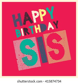 Retro Happy birthday card. Vector illustration