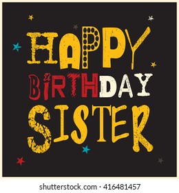Retro Happy birthday card. Vector illustration