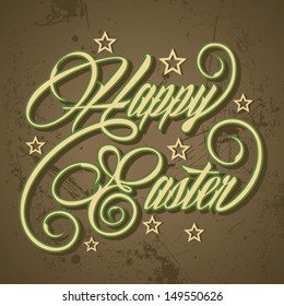 Retro Happy Easter Day greeting - vector illustration