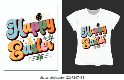 Retro Happy Easter T-shirt Design. Happy Easter Retro Sublimation Design. 