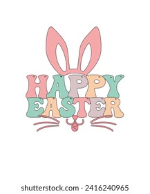 Retro Happy Easter T-shirt Design