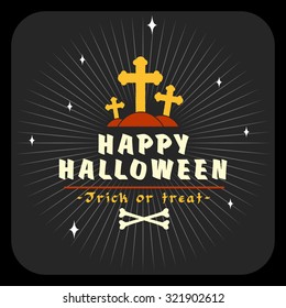 Retro Happy Halloween Badge, Sticker, Label. Design Element for Greetings Card or Party Flyer. Vector Illustration