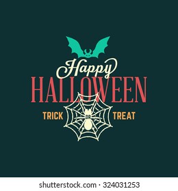 Retro Happy Halloween Badge, Sticker, Label. Design Element for Greetings Card or Party Flyer. Vector Illustration