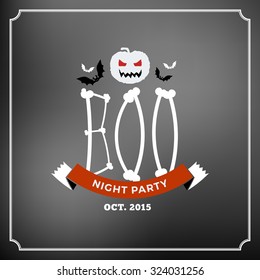 Retro Happy Halloween Badge, Sticker, Label. Design Element for Greetings Card or Party Flyer. Vector Illustration