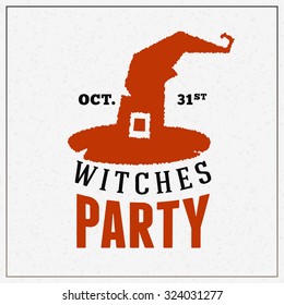Retro Happy Halloween Badge, Sticker, Label. Design Element for Greetings Card or Party Flyer. Vector Illustration