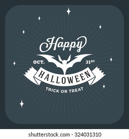 Retro Happy Halloween Badge, Sticker, Label. Design Element for Greetings Card or Party Flyer. Vector Illustration