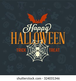 Retro Happy Halloween Badge, Sticker, Label. Design Element for Greetings Card or Party Flyer. Vector Illustration