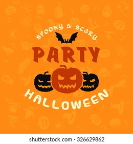 Retro Happy Halloween Badge, Sticker, Label. Design Element for Greetings Card or Party Flyer. Vector Illustration