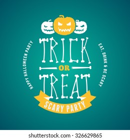 Retro Happy Halloween Badge, Sticker, Label. Design Element for Greetings Card or Party Flyer. Vector Illustration