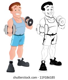 Retro Happy Male Bodybuider Vector