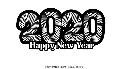 retro happy new year 2020 logo designs