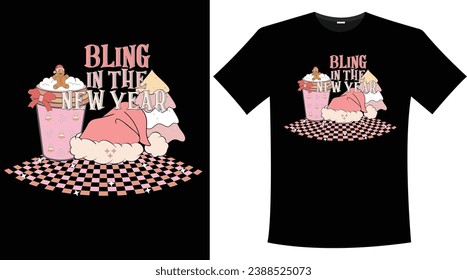 RETRO HAPPY NEW YEAR 2024 T-SHIRT DESIGN