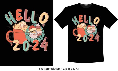 RETRO HAPPY NEW YEAR 2024 T SHIRT DESIGN