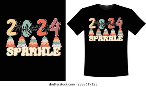 RETRO HAPPY NEW YEAR 2024 T SHIRT DESIGN