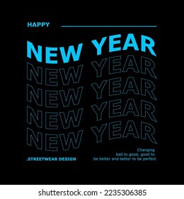 Retro Frohe neue Jahr typografie Streetwear Grafik-Vektorgrafik
