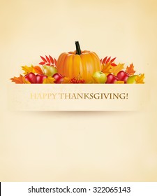 Retro Happy Thanksgiving Background. Vector.