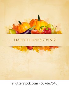 Retro Happy Thanksgiving Background. Vector.