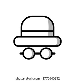 Retro hat with glasses icon vector
