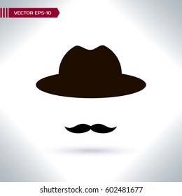 Retro hat and mustache. Retro style, vector illustration.