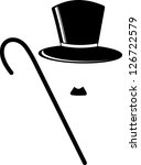Retro Hat, mustachs & Cane