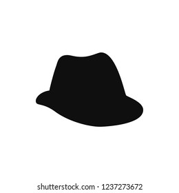 Retro hat silhouette. Top gentleman hat isolated on white. Vector headgear illustration