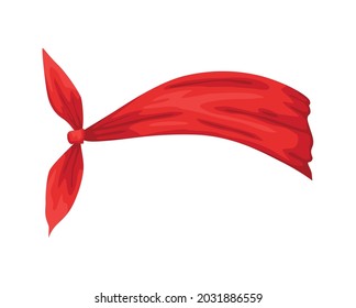 Retro headband for woman. Mockup of decorative hair knott. Red bandana windy hair dressing. Tied handkerchief for hairstyle svg