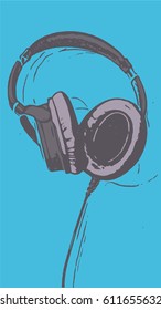 Vetor de ilustração de fone de ouvido retrô