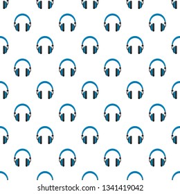 Retro headphones pattern seamless vector repeat for any web design
