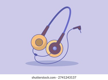 Retro Headset Vintage Audio Technology Vector Illustration