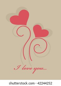 Retro heart card. Vector.