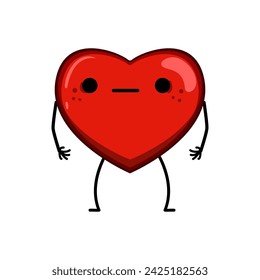 retro heart character cartoon. funny love, cute sticker, groovy face retro heart character sign. isolated symbol vector illustration